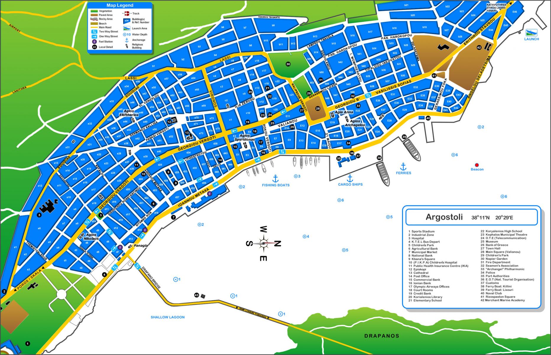 Kefalonia maps - Europe Hotel Argostoli Kefalonia